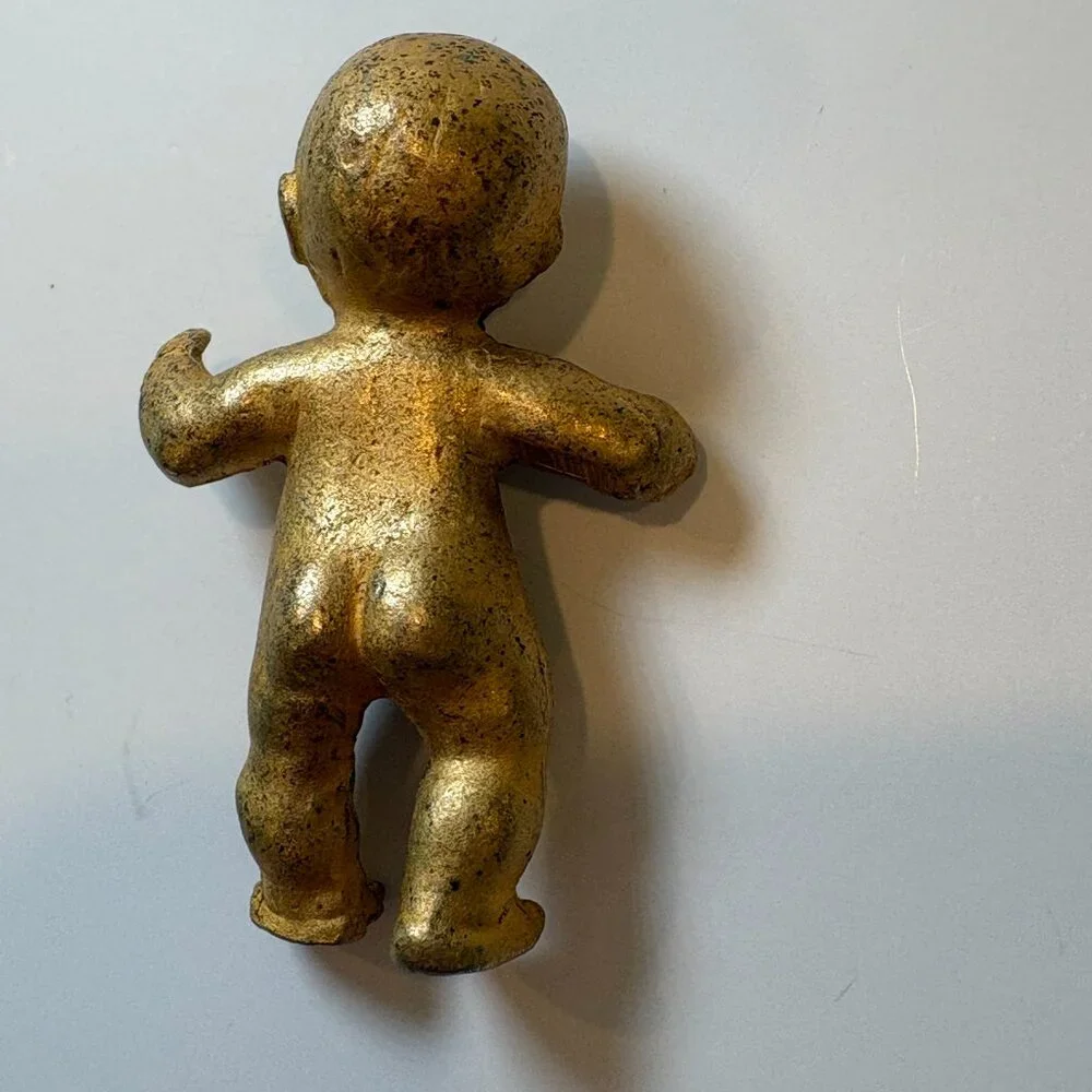 Vintage Allison Mager Gold Tone Baby Brooch Unique Statement Costume Jewelry - Picture 8 of 11